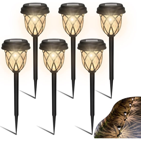 6 Pack Solar Lights Outdoor Waterproof, 12Hrs Solar Garden Lights, Outdoor Solar Pathway Lights, Landscape Lighting Path Lights for Walkway