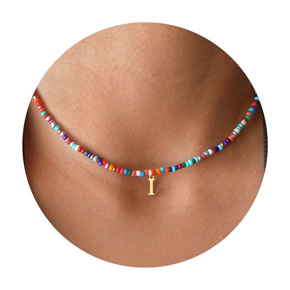 Yoosteel Colorful Beaded Initial Necklaces for Women Gifts - Cute Necklaces for Women I Initial Necklace Jewelry Gifts for Women Girls