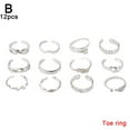 thumbnail image 1 of 12 Pcs/Set Opening Adjustable Foot Ring Beach Fashion Retro Silver Alloy Toe Ring Jewelry W5T4, 1 of 6