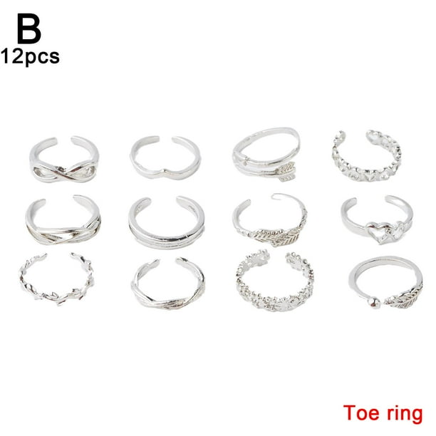 12Pcs Toe Rings for Women Open Toe Tail Ring Set Adjustable Vintage