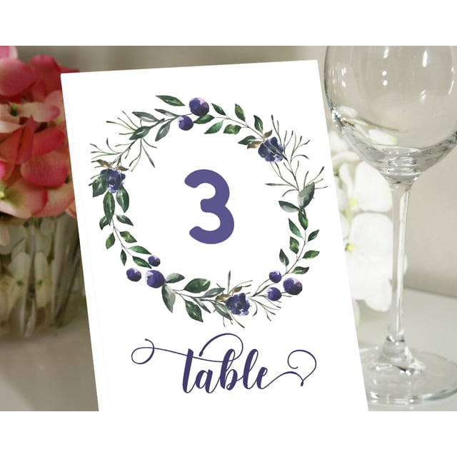 Darling Souvenir Double Sided Print Elegent Floral Wreath Table Numbers Decorative Table Top Cards DIY-5" x 7" (1 to 40)