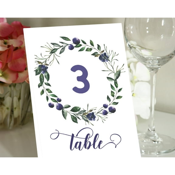 Darling Souvenir Double Sided Print Elegent Floral Wreath Table Numbers Decorative Table Top Cards DIY-4" x 6" (1 to 12)