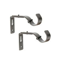 Better Homes & Gardens Plated Metal Adjustable Curtain Rod Brackets in Pewter Gray, 3/4 to 1 Inch Diameter
