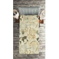 thumbnail image 2 of Ambesonne World Map Quilted Coverlet 2 Pcs, Vintage Globe, Twin Size, Beige Olive Green, 2 of 2