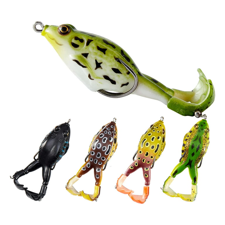 Frog Lures Kit with Propeller Footboards, Lures for bass Fishing Set with  Lifelike Apperance for Saltwater and Freshwater, 3.55''/ 0.46oz, 5 pcs