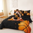 thumbnail image 3 of Castle Fairy Orange Basketball Initial K Twin Bedding 7-Piece, Abstract Watercolor Splash Bedding Comforter Set, Black Orange,Black Reversible, 3 of 7