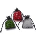 thumbnail image 3 of 50 bolsas de regalo de organza con cordón ajustable, ideales para bodas y fiestas. Bolsitas de organza negras., 3 of 4