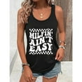 thumbnail image 4 of Milfin Aint Easy Graphic Tank Top, Unisex shirt for Men and Women, Casual Daily Wear, Skeleton Hand Design,Summer Tops,beach outfits, 4 of 6