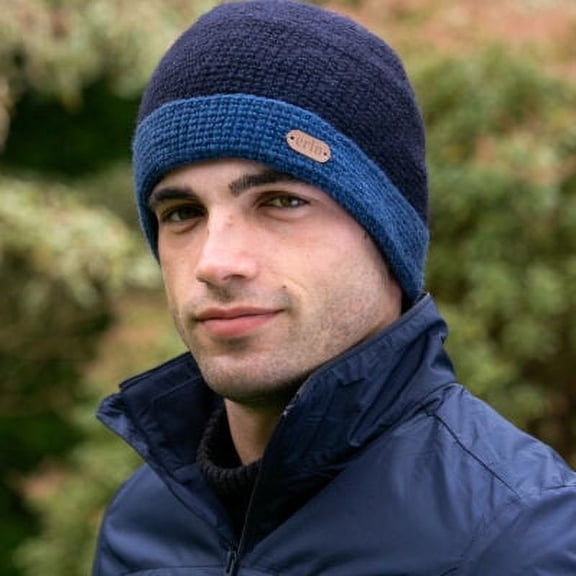 Erin Knitwear Adult Crochet Irish Beanie With Fleece Lining- Blue, One size
