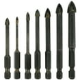 thumbnail image 1 of CNKOO 7Pcs Drill Bit Set 1/4 Inch Hex Shank Triangle Drill Bit Set Carbide 3/4/5/6/8/10/12mm Masonry Drill Bit Set Fast Precision Punching Drill Bit Kit for Tiles Mirrors Glass Ceramic, 1 of 8