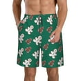 thumbnail image 2 of Uemuo Gingerbread Snowman Cookies Pattern Men's Swim Trunks Hawaiian Beach Bathing Suit Swimsuits Beach Quick-Dry Shorts with Pockets-Large, 2 of 9