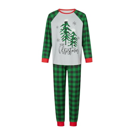 

Christmas Pajamas for Family Tree Print Tops + Plaid Trousers Set