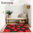 thumbnail image 3 of ODIKA 3'x5' Machine Washable Non-Slip Area Rug, Festive Poinsettia Bloom Design Winter Welcome High Traffic Rug, Red, 623662, 3 of 7