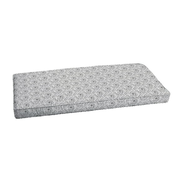 Grey and White Geometric Indoor, Outdoor Bench Cushion, Corded