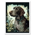 thumbnail image 1 of German Wirehead Pointer Dog and Blue Wildflowers Modern Portrait Illustration Art Print Framed Poster Wall Decor 12x16 inch, 1 of 5