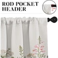 thumbnail image 3 of Floral Herbs Flower Kitchen Window Curtains Valance and Tier Set 36 Inch, Botanical 3 Piece Set Short Curtains for Window Vintage Sage Green Leaf Window Treatment Tiers for Living Room Bedroom, 3 of 6