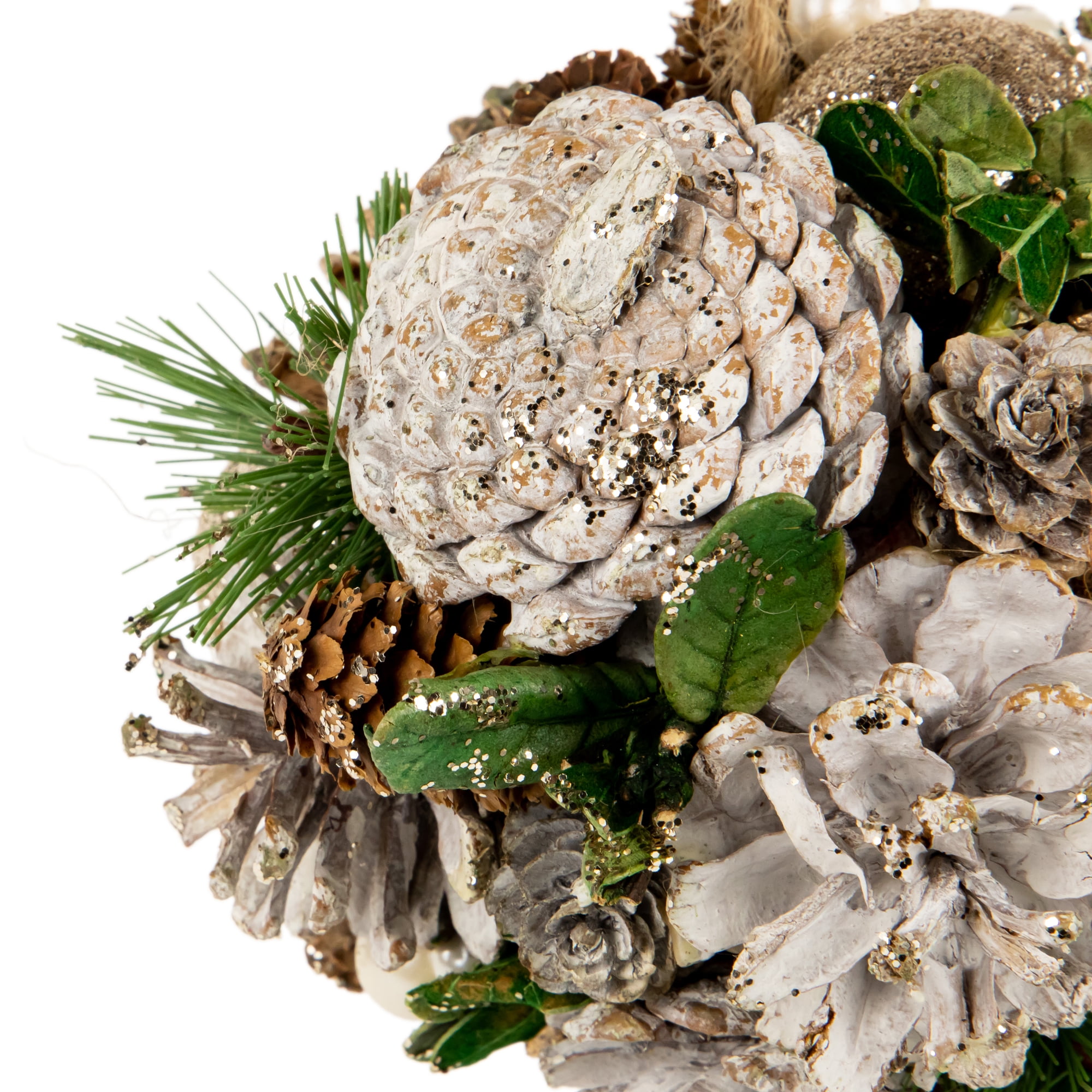 Northlight 5.5" Glittered Pine Needle and Pinecone Hanging Christmas Ball Ornament