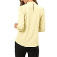 thumbnail image 3 of Allegra K Women's Keyhole Stand Collar Pleated Back Button Long Sleeve Blouse Tops, 3 of 6