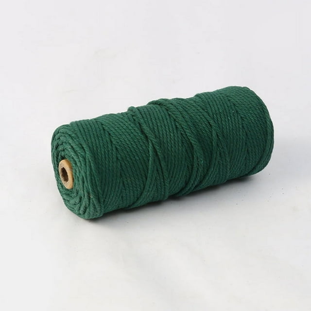 Zhuge Cordón de macramé de 2 mm x 110 yardas, cuerda de algodón de macramé natural, cuerda de macramé de colores para colgar plantas o colgar en la pared, verde oscuro