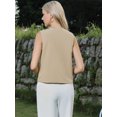 thumbnail image 3 of DARING DIVA Women's Sleeveless Button Down Loose Fit Waistcoat Top S Khaki, 3 of 7