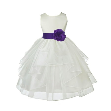 

Ekidsbridal Formal Satin Shimmering Organza Ivory Flower Girl Dress Bridesmaid Wedding Pageant Toddler Recital Easter Communion Graduation Reception Ceremony Birthday Baptism Occasions 4613t