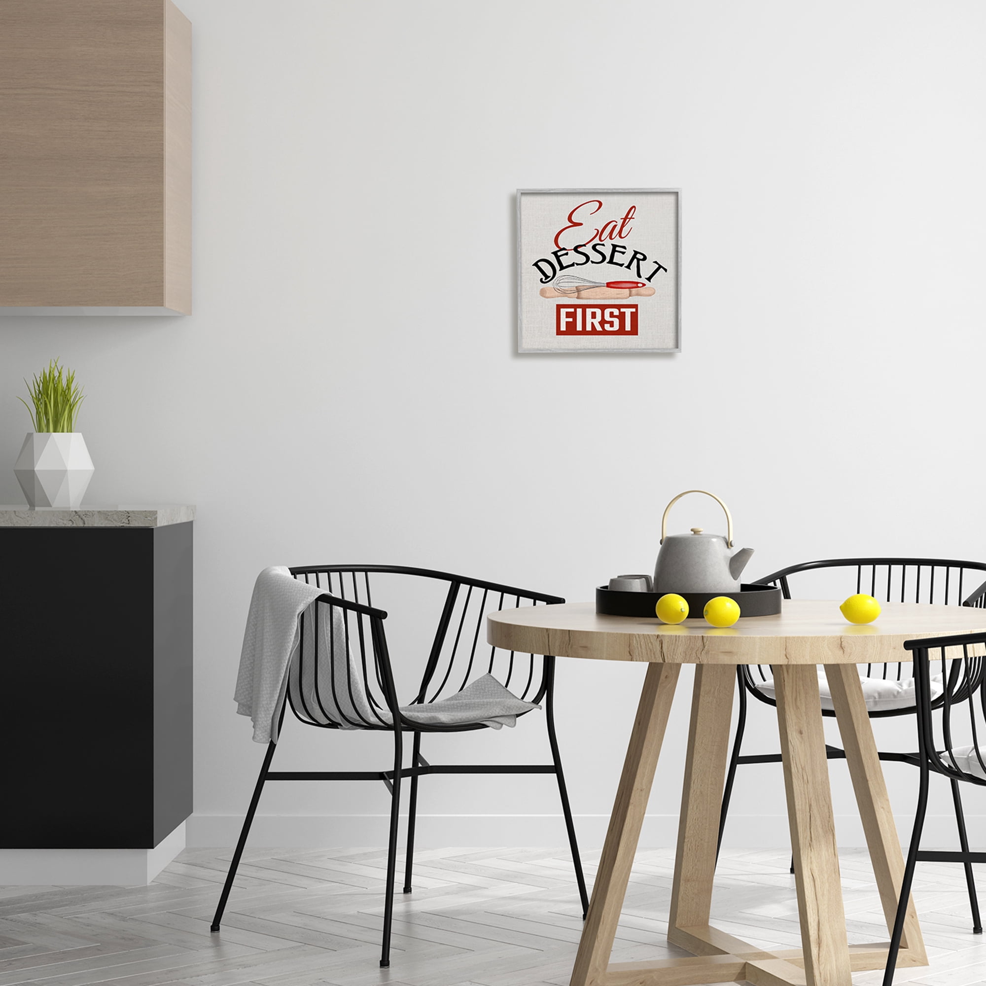Stupell Industries Eat Dessert First Phrase Food & Beverage Painting Gray Framed Art Print Wall Art, 12 x 12