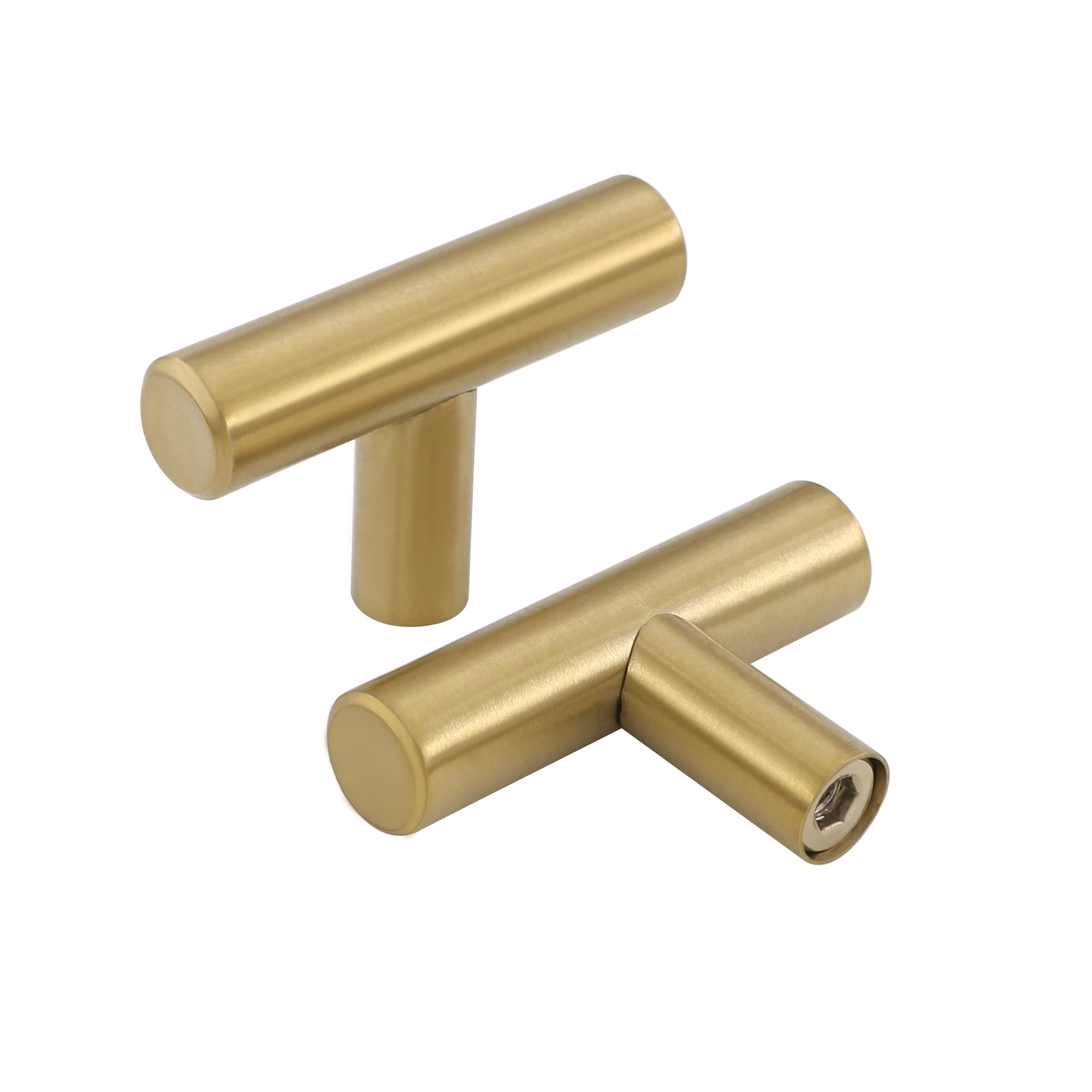 Modern Brushed Brass Gold Cylinder Cupboard Door Handle Drawer Pull Cabinet Knob 