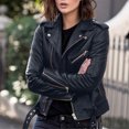 thumbnail image 2 of Daolelai Women's Single-Wear Leather Jacket Motorcycle Leather Jacket Leather Zipper Stitching Leather Jacket, 2 of 7