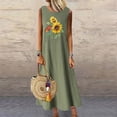 thumbnail image 2 of Robes d'Été pour Femmes 2023 Mode Robes d'Été Décontractées Col Rond Sans Manches Poche Vacances Plage Longue Robes pour Femmes 2023, 2 of 4