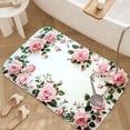thumbnail image 3 of 1pc Pink Roses Border Absorbent Non-Slip Bathroom Thickened Flannel Rug Decor,Soft,Quick Drying,Suitable For Indoor/outdoor Use,Bathrooms,Bedrooms,Kitchens,Terrace,Laundry Rooms,16"x24", 3 of 9