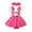 F95 Pink, variant on Curuila Toddler Girls Jumpsuit With Headbands Fly Sleeve Ruffles Letter Prints Dress Square Neck Fashionable Bodysuits Pink Size 3-6 Months