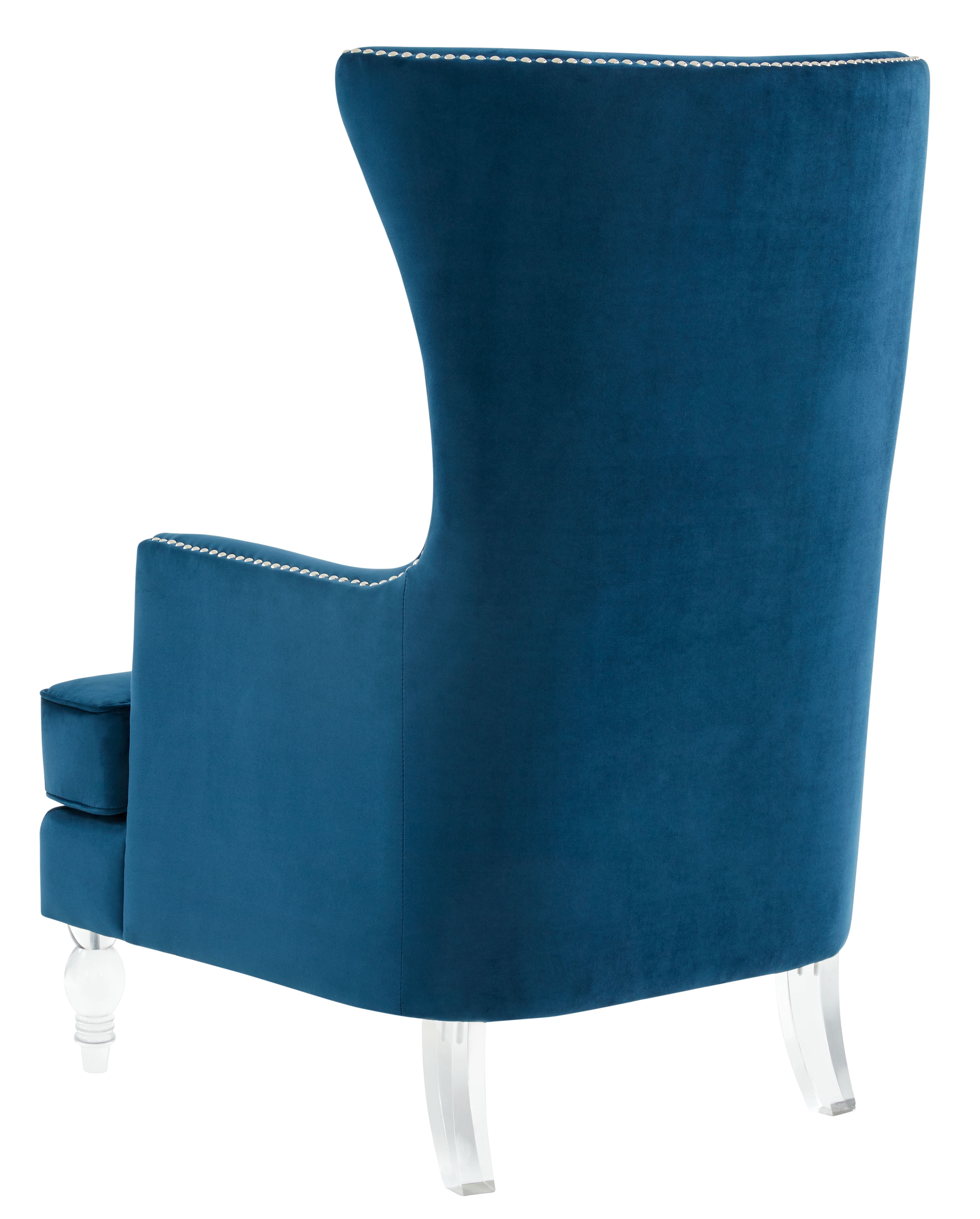 SAFAVIEH Couture Geode Modern Velvet Solid Wingback Chair, Navy