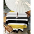 thumbnail image 3 of Outdoor Tablecloth with Umbrella Hole, Yellow Black Stripe Spillproof Waterproof Outdoor Table Cover, Modern Abstract Art Coarse Striped Patio Tablecloths for Party/Garden/Picnic, Round 54 inch, 3 of 9