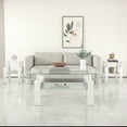 thumbnail image 2 of Rectangle Glass Coffee Table for Living Room, Center Table, Sofa Table, with White Metal Legs, Clear Tempered Glass Top (White, Coffee Table), 2 of 11