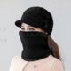 thumbnail image 3 of 3 Pieces Hat Scarf and Gloves Set Winter Warm Women Slouchy Knitted Flower Beanie Caps with Visor Fleece Hats and Neck Warmer Scarf with Gloves, 3 of 3