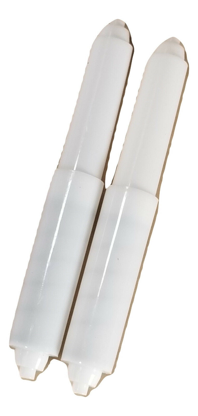 2 pc Set White Plastic Spring Loaded Toilet Paper Holder Tubes