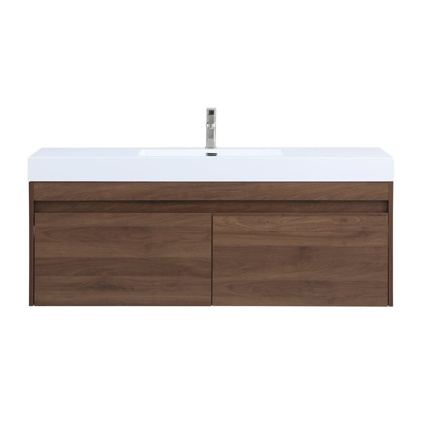 Stufurhome Eternal Walnut 59 Inch Wall Mounted Single Sink Bathroom Vanity No Mirror Com Single Sink Bathroom Vanity, 60 Inch Bathroom Vanity Single Sink No Top Mountain