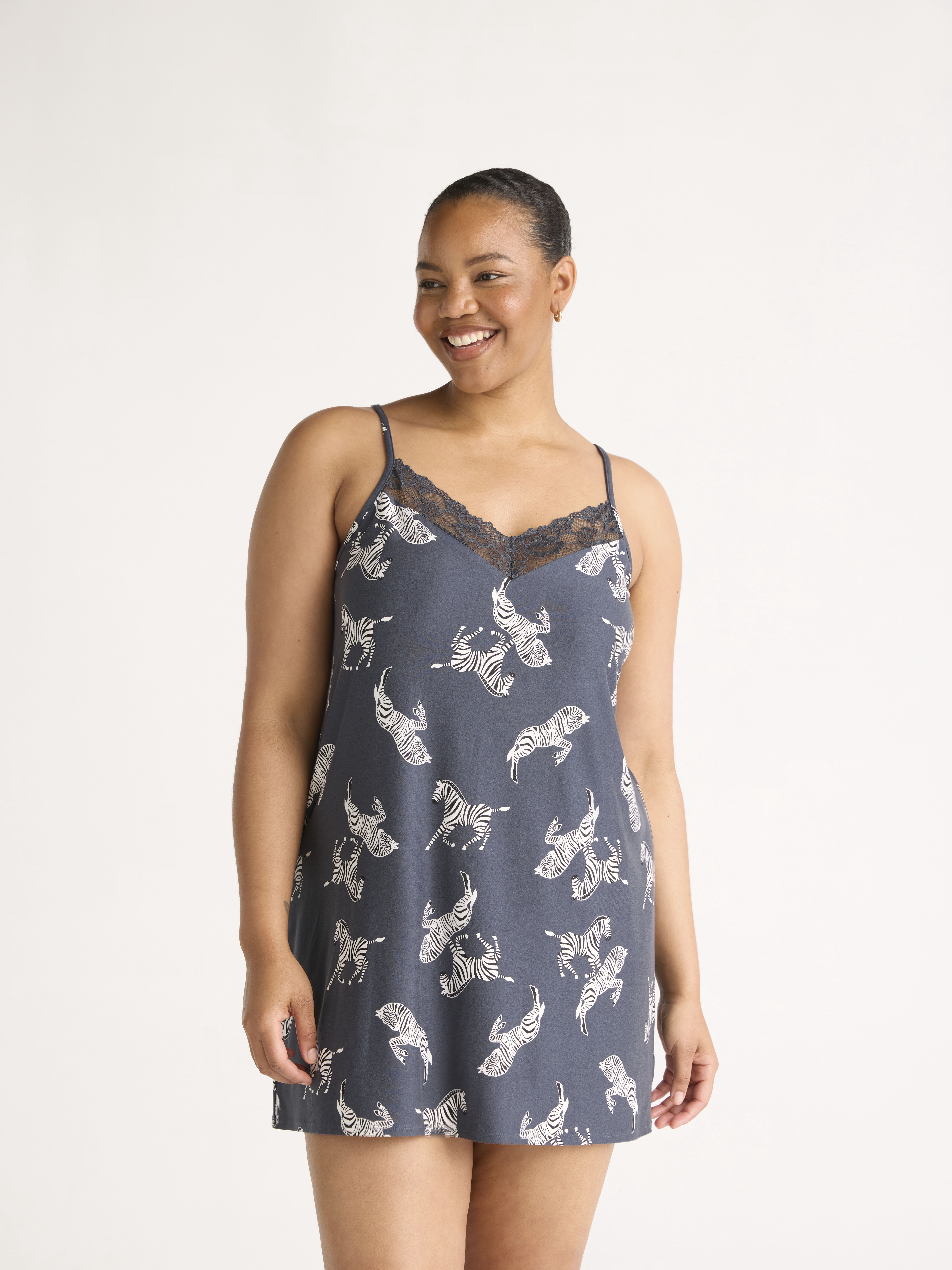 Joyspun Women’s Dreamy Soft Collection Lace Trim Knit Chemise, Sizes XS to 3X