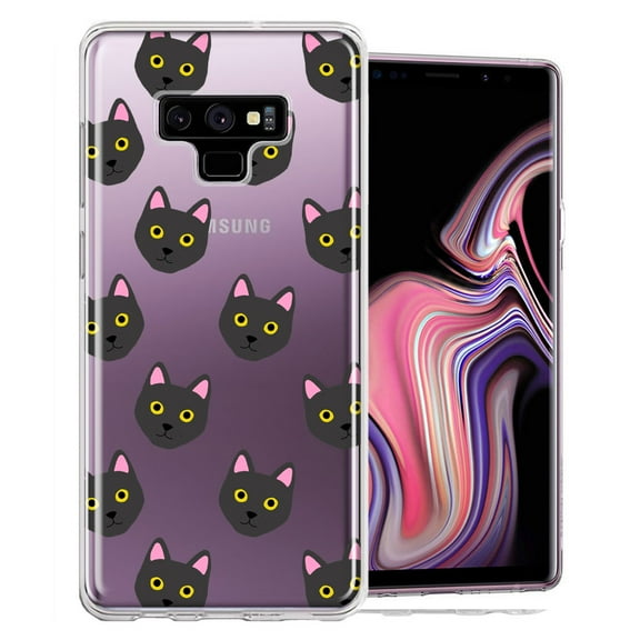 MUNDAZE For Samsung Galaxy Note 9 Black Cat Polkadots Design Double Layer Phone Case Cover