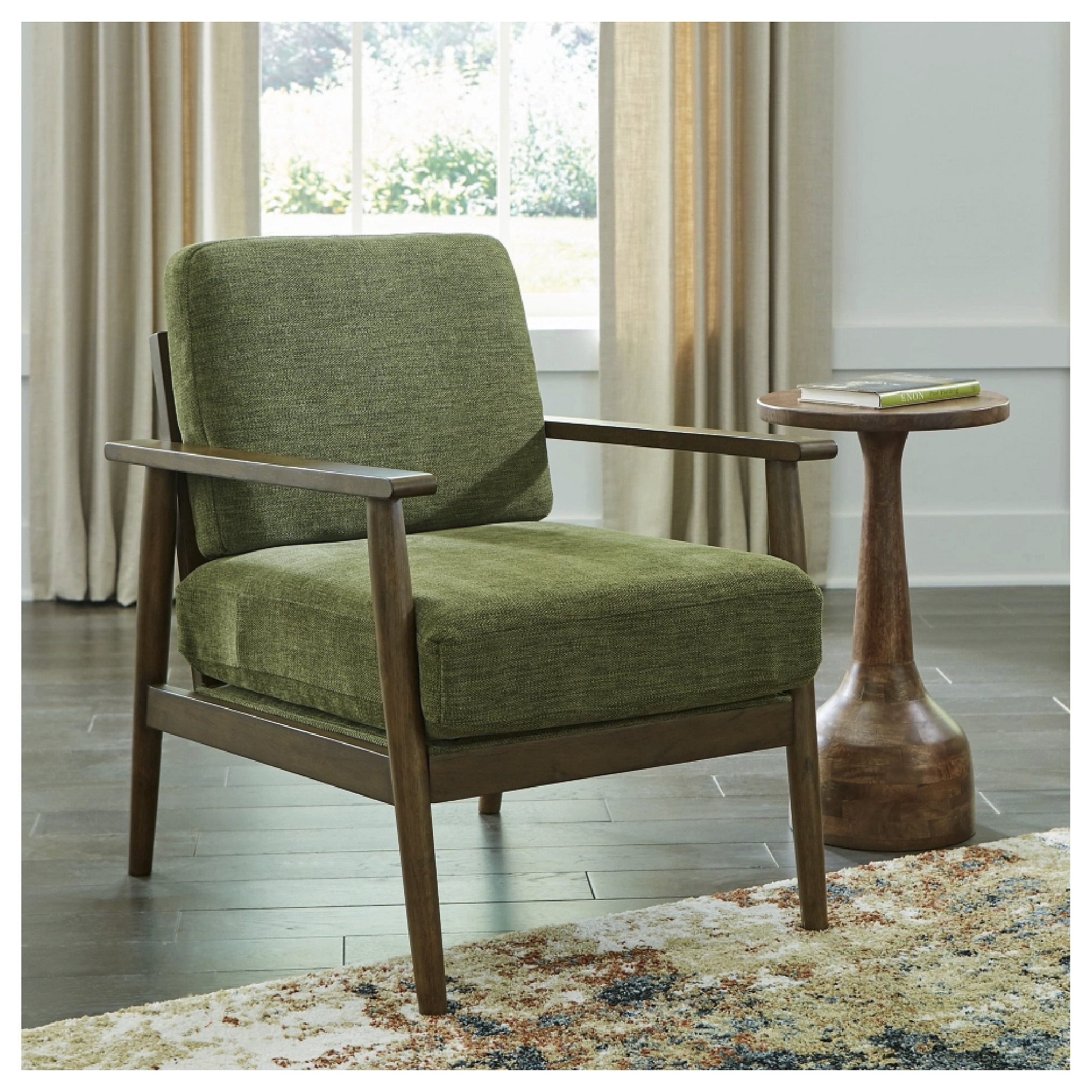 Signature Design by Ashley Bixler Olive Green Mid-Century Modern Accent Chair