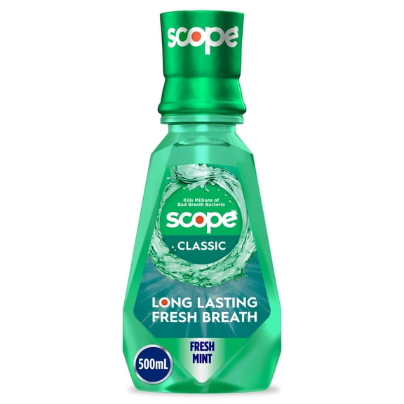 Scope Mouthwash, Classic, Fresh Mint, 500mL