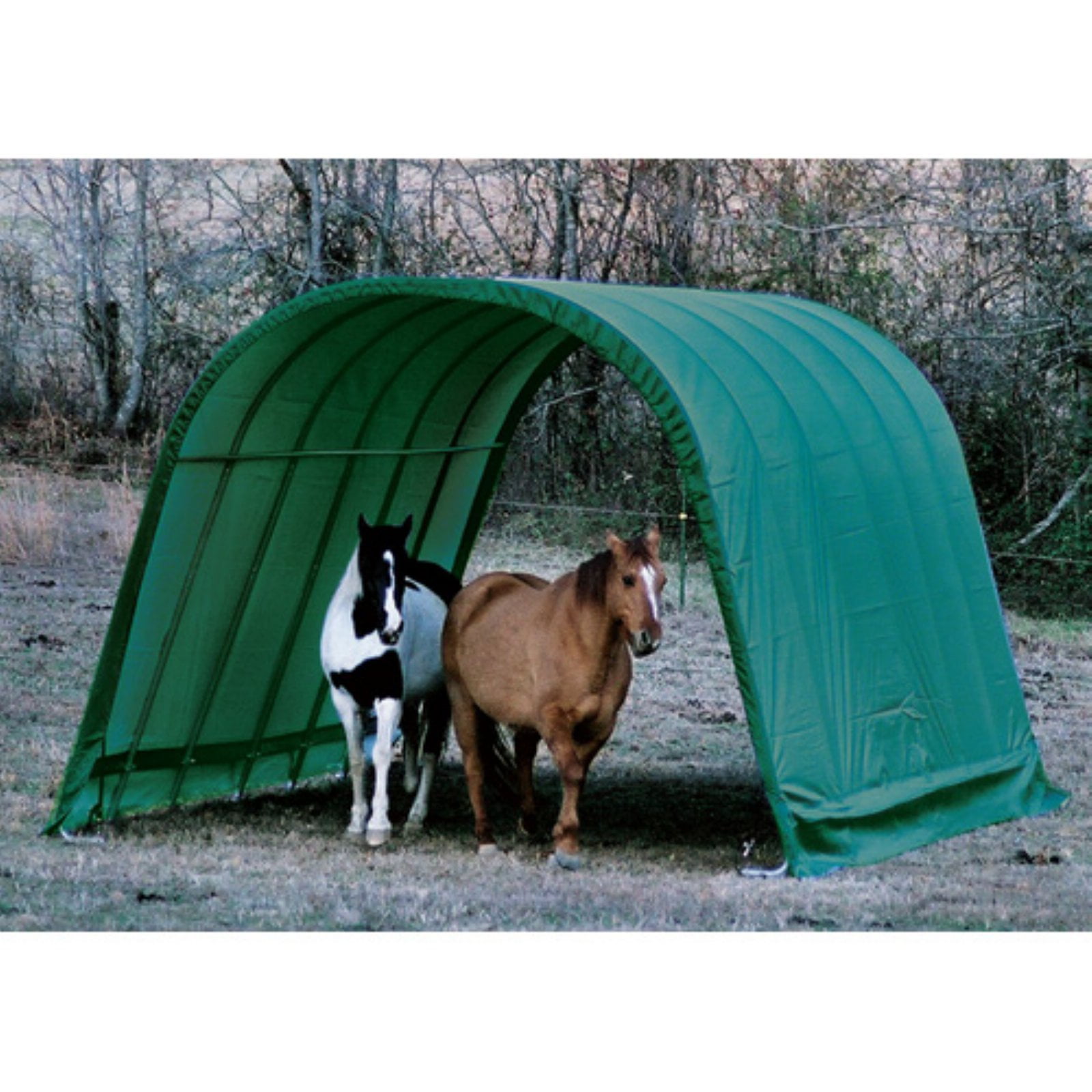 Run-In Shelter 12 x 24 x 10 ft. Round Style Green