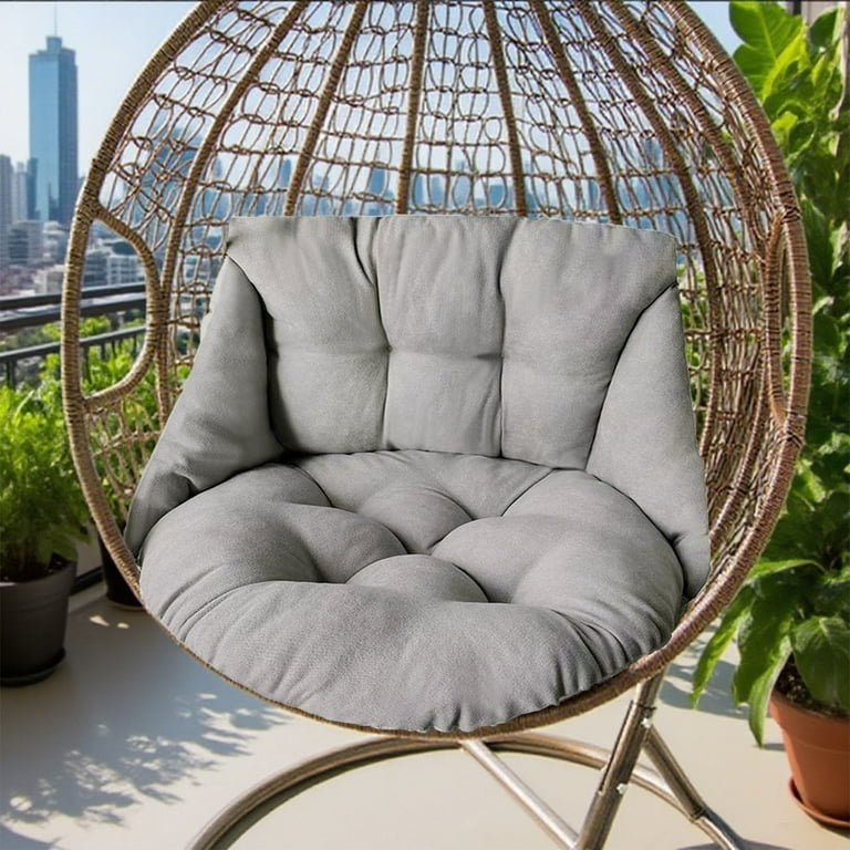 Amopatio Double Egg Chair With Metal Stand & Cushion, 2 Seaters Garden Swing Chairs, Rattan Wicker Swing Seat Outdoor, Foldable Hanging Chair For Patio, Balcony, Porch, Indoor, Grey