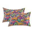 thumbnail image 2 of Bright Dinosaur Pattern Pillowcase Standard Size 20''x26'' Satin Double-Sided Print Soft Wrinkle Resistant, 2 of 9