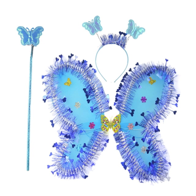 Disfraz de mariposa para niñas, accesorio creativo para baile, cumpleaños. azul