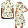 thumbnail image 5 of Garronmavis Pineapple Matching Outfits for Couples Husban and Wife Clothing Men's Short Sleeve Shirt Light Beach Tops and Women's V-neck Dress A-Line Party Dresses Size L, 5 of 7