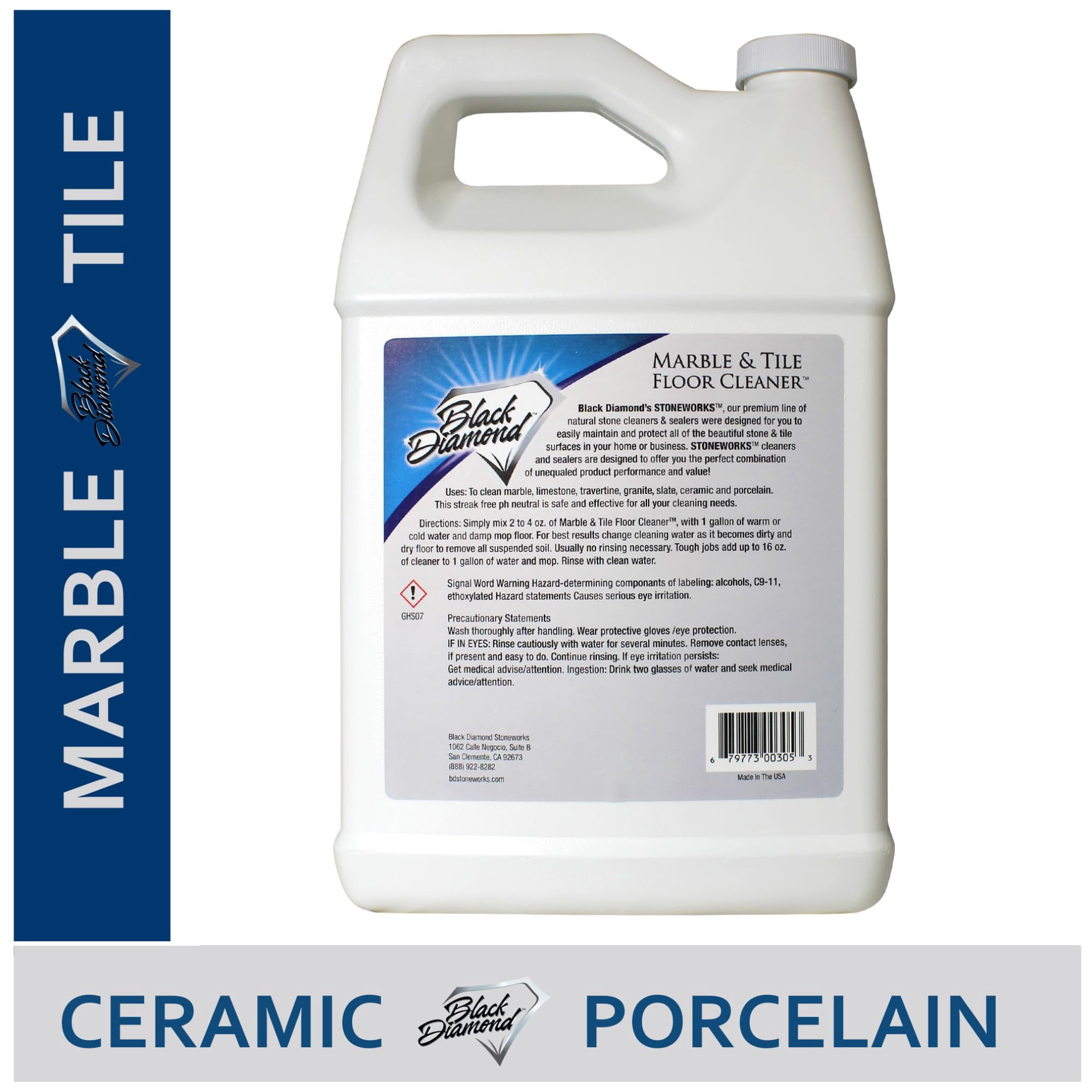 Black Diamond Stoneworks Marble & Tile Floor Cleaner Concentrate, pH Neutral, Streak-Free & No-Rinse Formula for Granite, Travertine, Limestone, Slate, Ceramic & Porcelain Floors (1 Gallon)