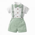 thumbnail image 2 of HCNTES Baby Girl Boy Toddler Kid Summer Outfits Sets Short Sleeve T-shirt Elastic Waist Shorts 2 Piece Short Set Summer Outfits For 3t 4t 5t 6t 7t 8t Kids School Activities(H1-Light Green,4-5 Years), 2 of 7