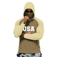 thumbnail image 2 of Men's USA Patriotic Hoodie with Built-in Face Mask and Raglan Sleeves Featuring UPF 50+ Sun Protection for Independence Day Fishing Hiking Camping or Outdoor Work Brown XXL, 2 of 6