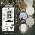 thumbnail image 2 of 12 Sheets Retro French Texture Stencils for Painting 12 Styles French Street View Designs Drawing Templates Vintage Pattern Reusable Art Stencil, 2 of 7